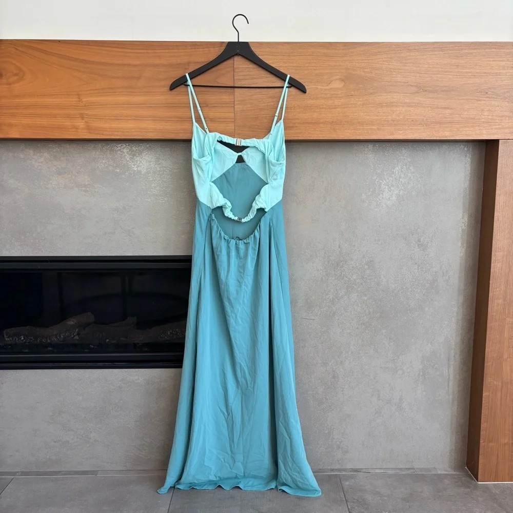 Abercrombie & Fitch Two-Tone Teal Maxi Dress